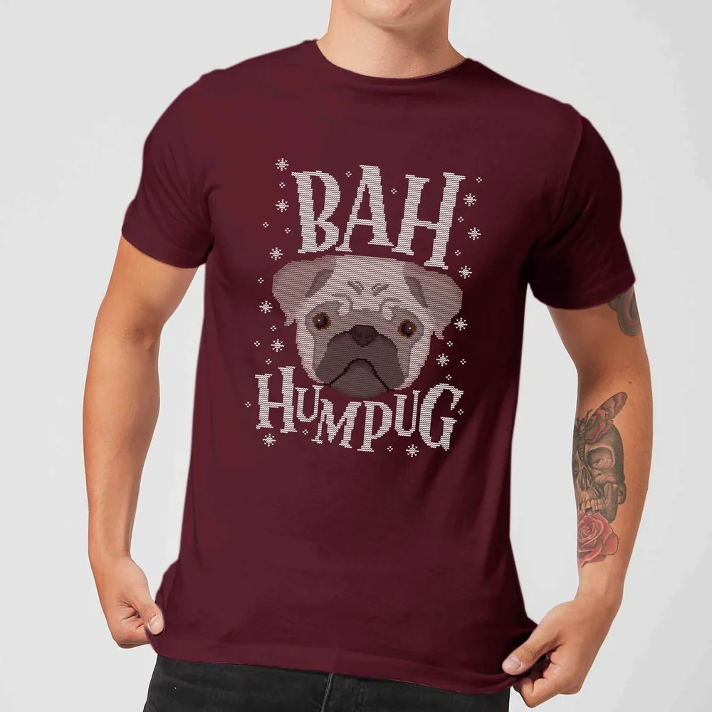 T-Shirt de Noël Homme Bah Humpug - Bordeau - M - Burgundy Image 1