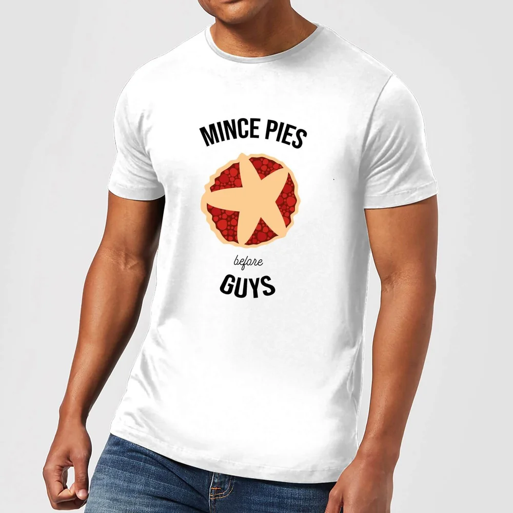 T-Shirt de Noël Homme Mince Pies Before Guys - Blanc - S - Blanc Image 1