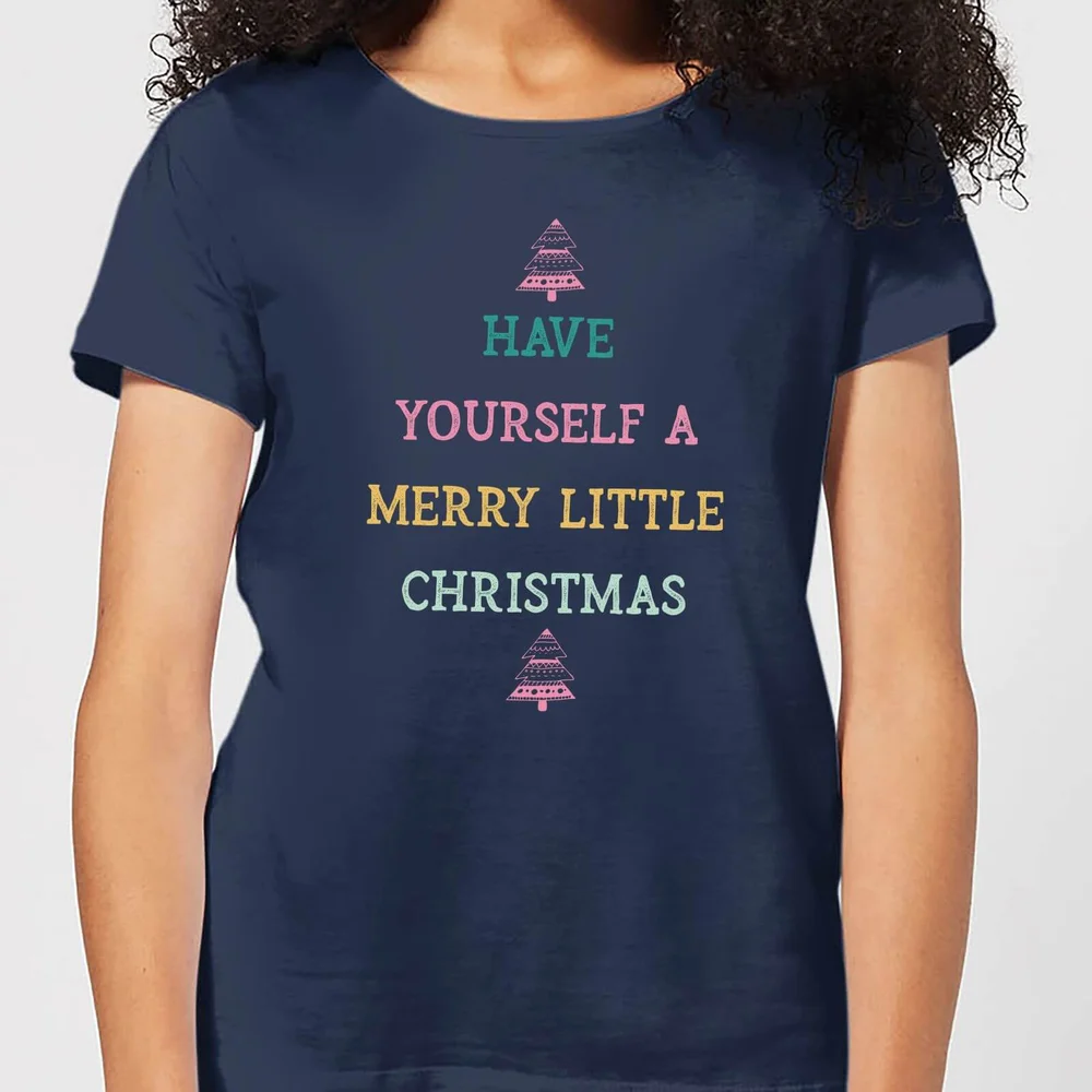 T-Shirt de Noël Femme Have Yourself A Merry Little - Bleu Marine - XS - Navy Image 1