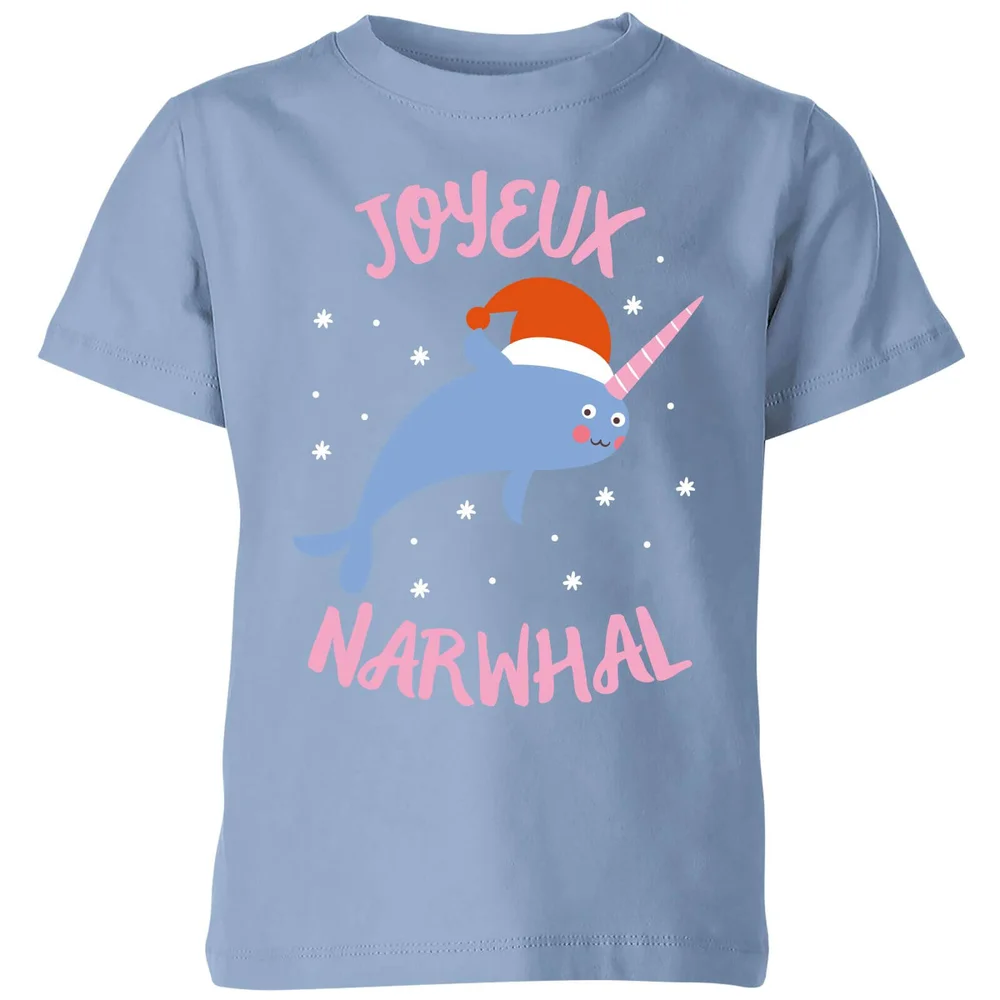 T-Shirt de Noël Enfant Joyeux Narwhal - Sky Bleu - 3-4 ans Image 1
