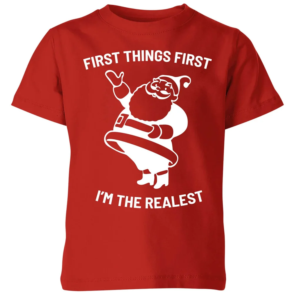 T-Shirt de Noël Enfant First Things First I'm The Realest - Rouge - 3-4 ans - Rouge Image 1