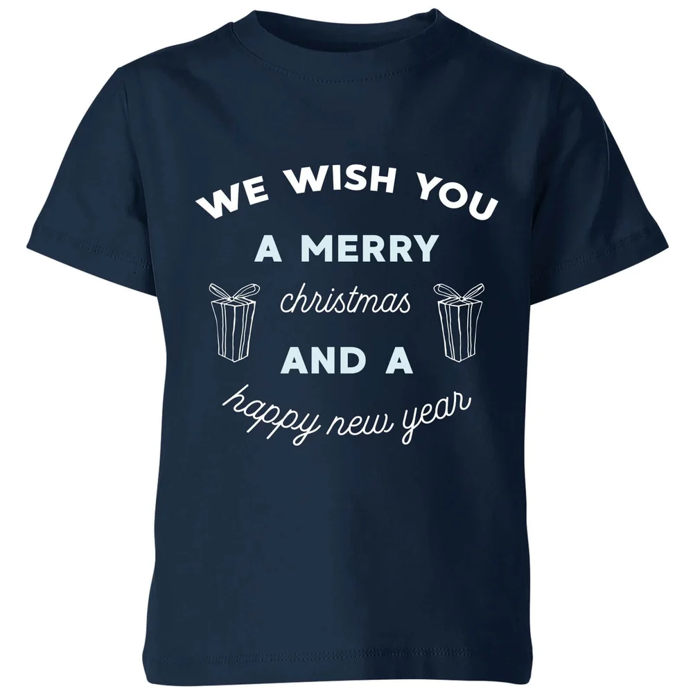 T-Shirt de Noël Enfant We Wish You A Merry and A Happy New Year - Bleu Marine - 3-4 ans - Navy Image 1