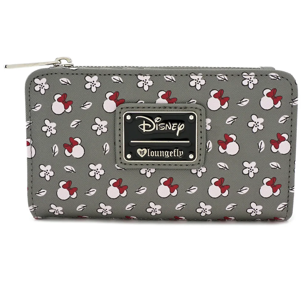 Loungefly Disney Mickey Mouse Minnie Aop Topzip Wallet - Grey Image 1