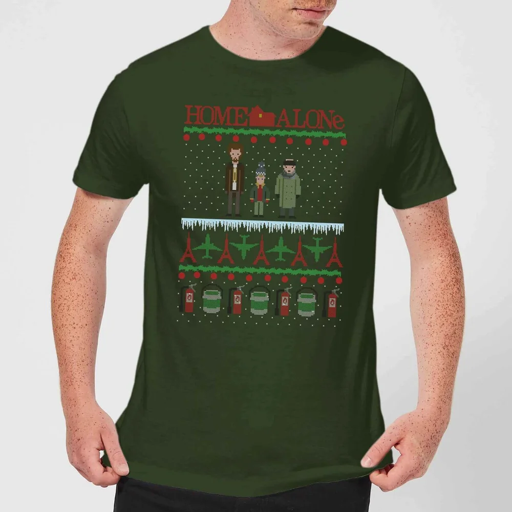 Home Alone Men's Christmas T-Shirt - Forest Green - S - Forest Green Image 1
