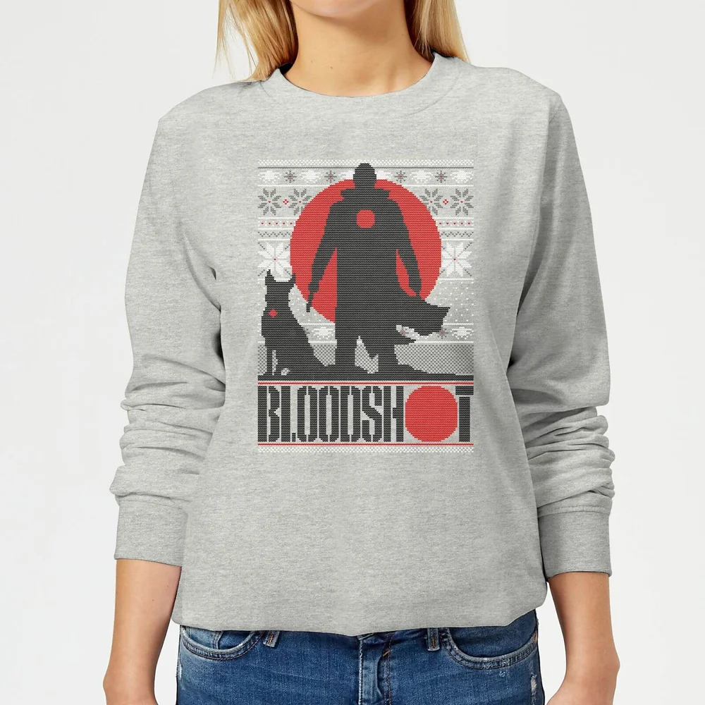 Valiant Bloodshot Women's Holiday Sweatshirt - Grey - 3XL - Gris Image 1