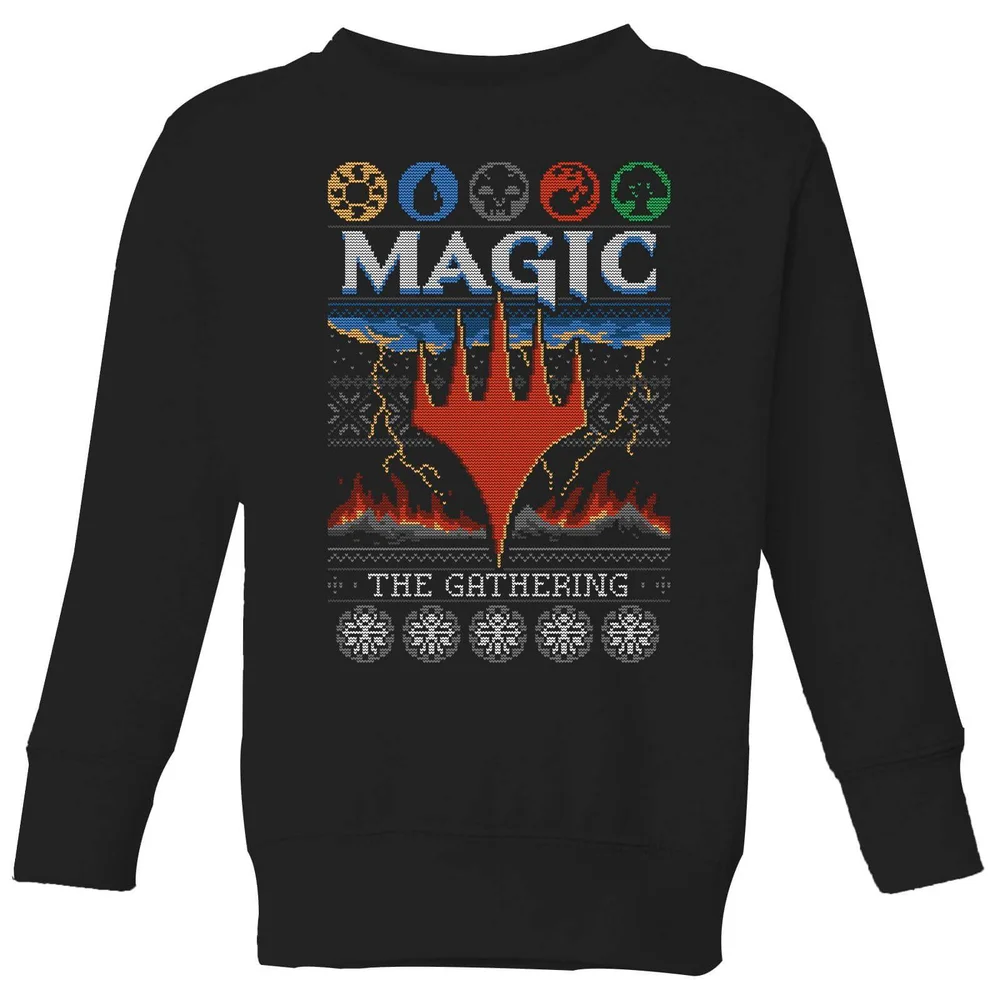 Magic The Gathering Colours Of Magic Knit Pull de Noël pour enfants - Noir - 3-4 ans Image 1
