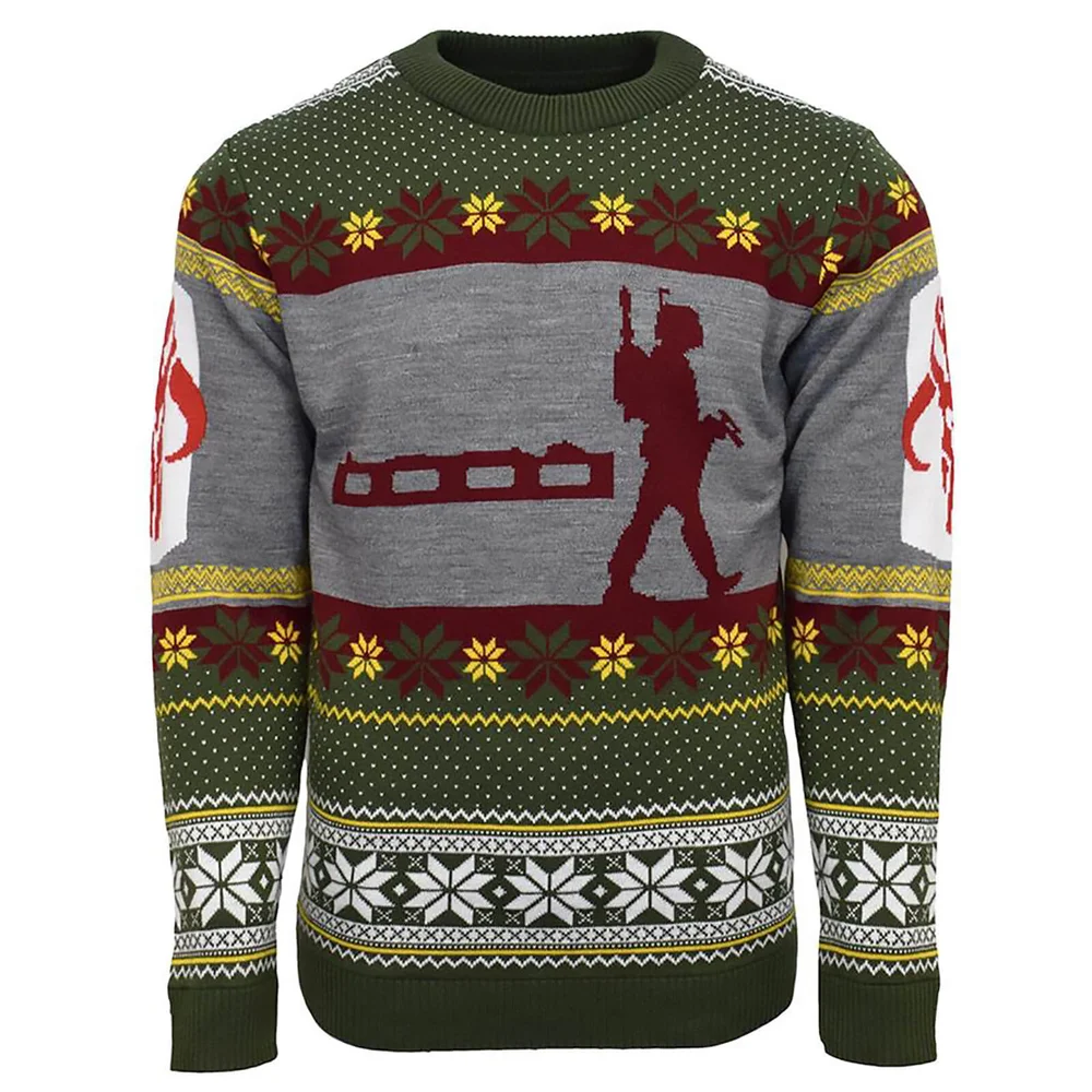 Star Wars Boba Fett Nordic Christmas Jumper - Green - S - Vert Citron Image 1