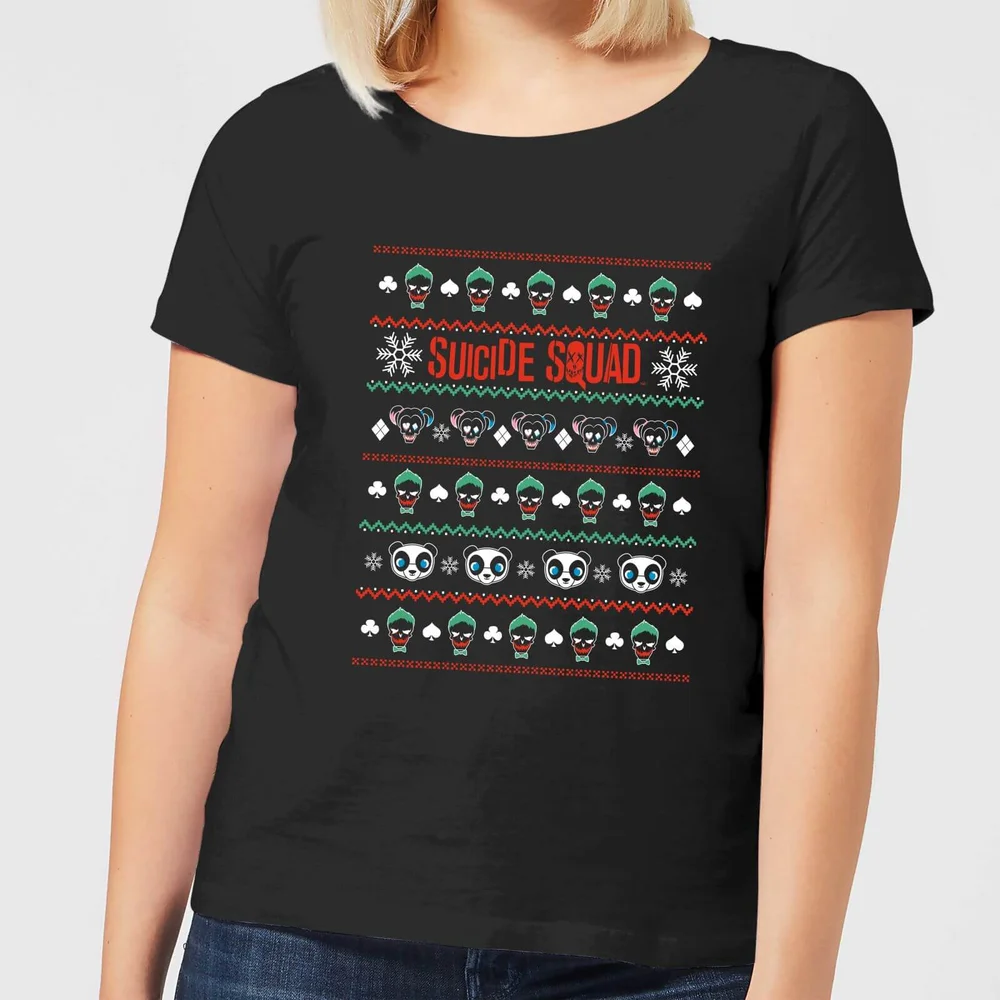 DC Suicide Squad Knit Pattern Women's Christmas T-Shirt - Black - XS Image 1