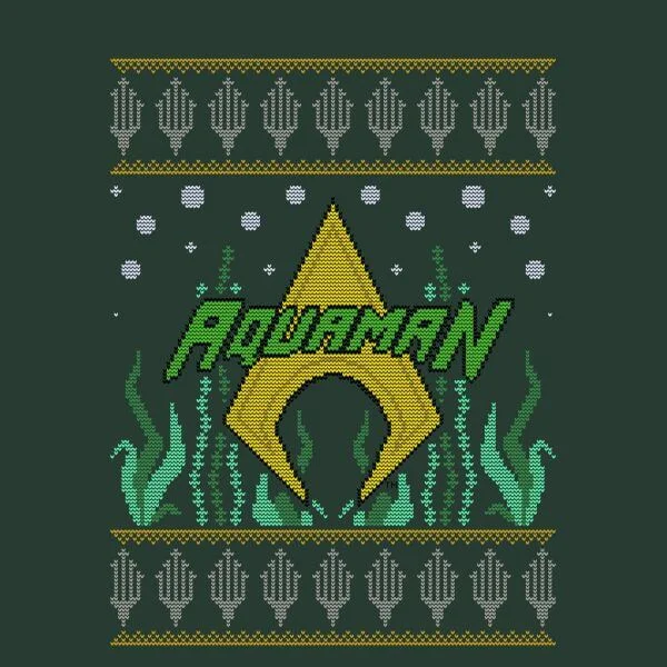 DC Aquaman Knit Women's Christmas T-Shirt - Forest Green