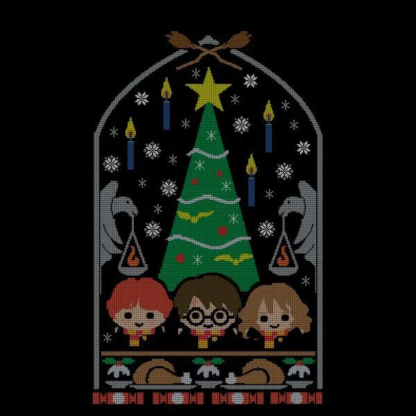 Harry Potter Hogwarts Tree Women's Christmas T-Shirt - Black