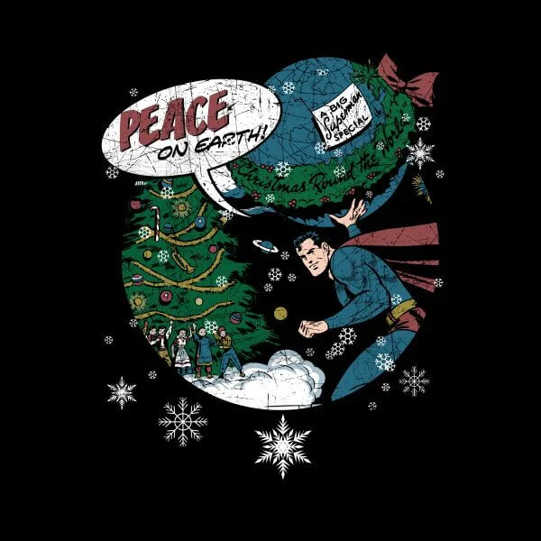 DC Superman Peace On Earth Women's Christmas T-Shirt - Black