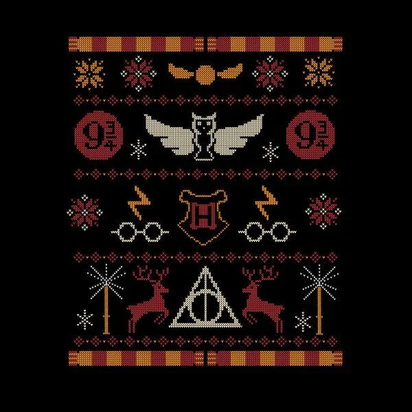 Harry Potter Knit Women's Christmas T-Shirt - Black