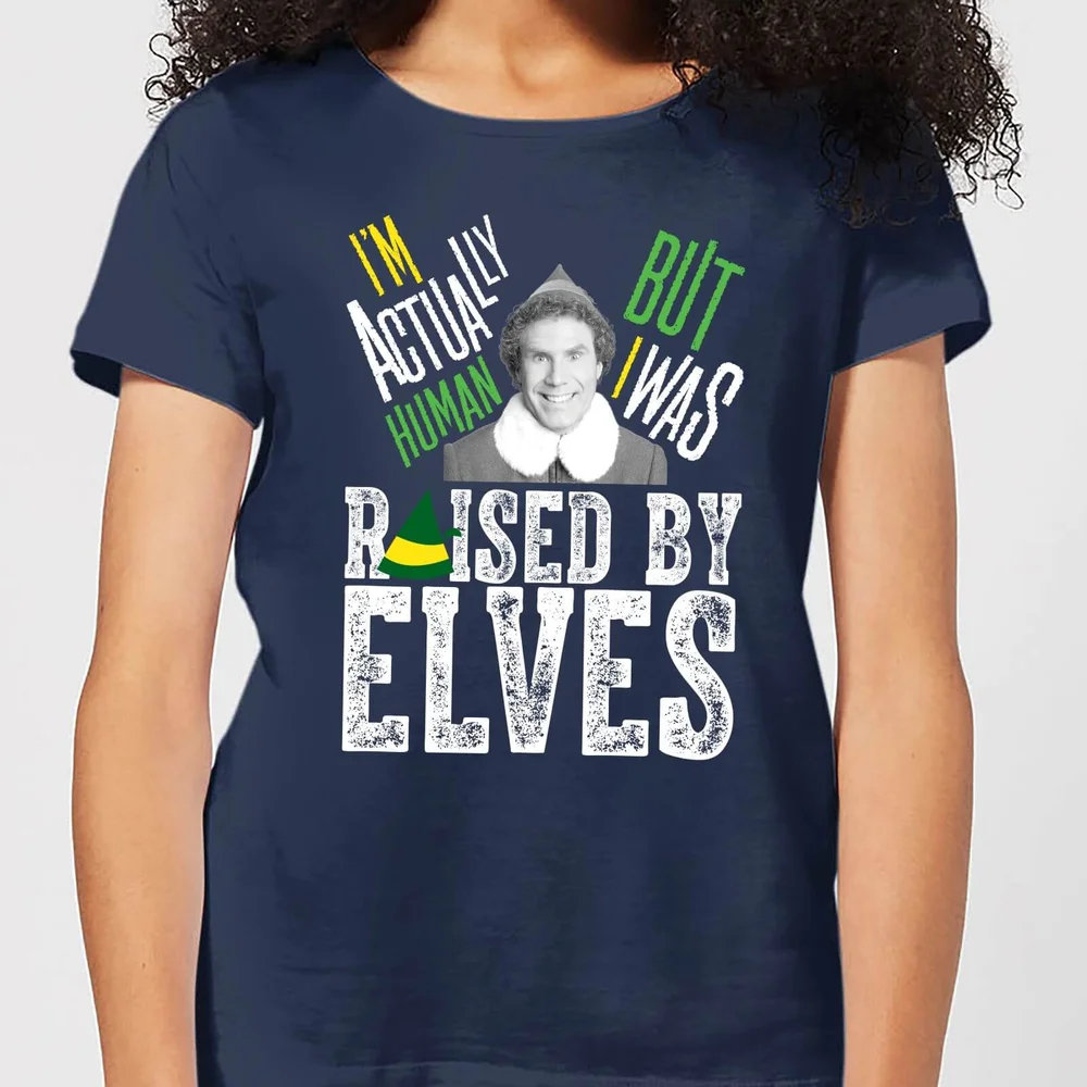 Elf Raised By Elves Women's Christmas T-Shirt - Navy - XS Image 1