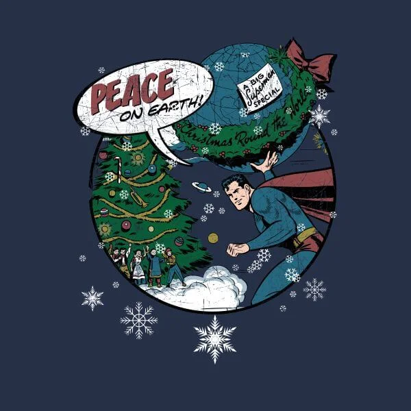 DC Superman Peace On Earth Women's Christmas T-Shirt - Navy