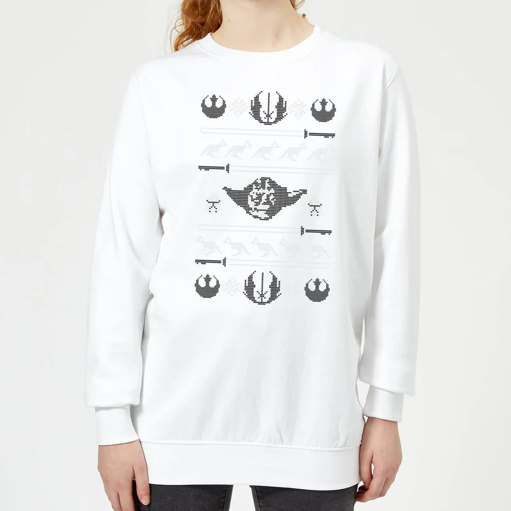 Star Wars Yoda Sabre Knit Pull de Noël Femme - Blanc - XS Image 1