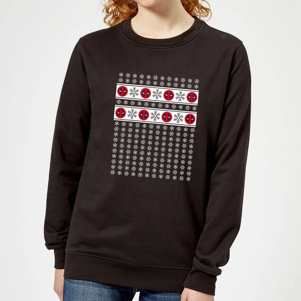 Marvel Deadpool Snowflakes Pull de Noël Femme - Noir - XS Image 1