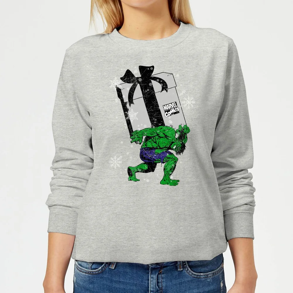 Marvel The Incredible Hulk Christmas Present Women's Christmas Sweatshirt - Grey - 3XL Image 1