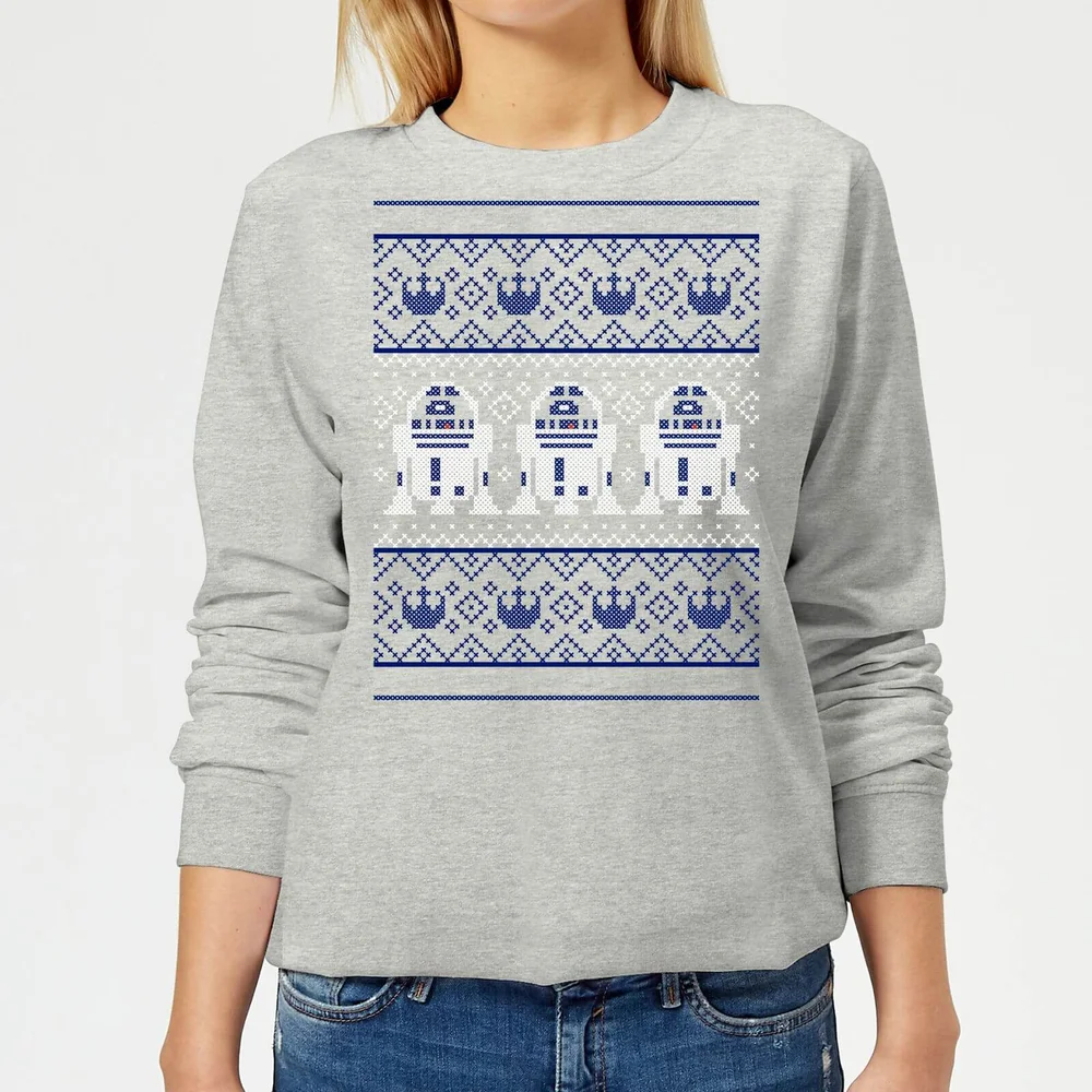 Star Wars R2-D2 Knit Women's Christmas Sweatshirt - Grey - 3XL Image 1