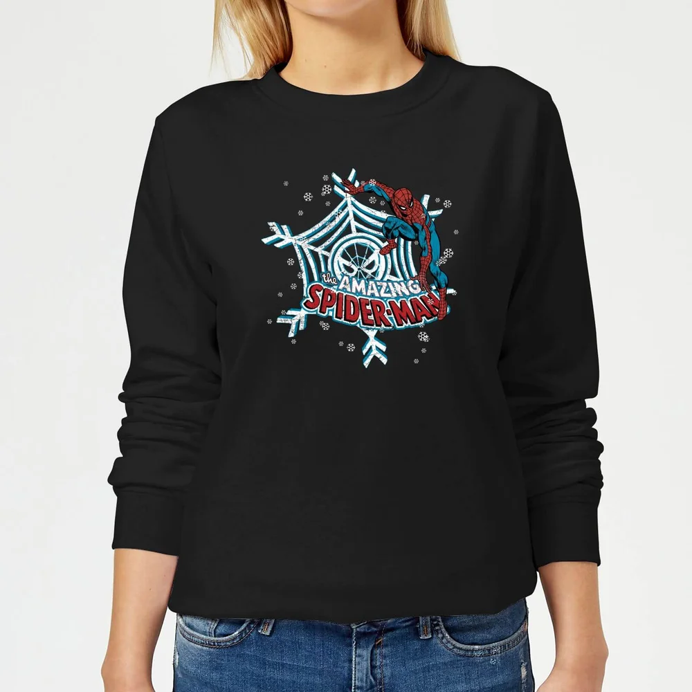 Marvel The Amazing Spider-Man Snowflake Web Pull de Noël Femme - Noir - XS Image 1