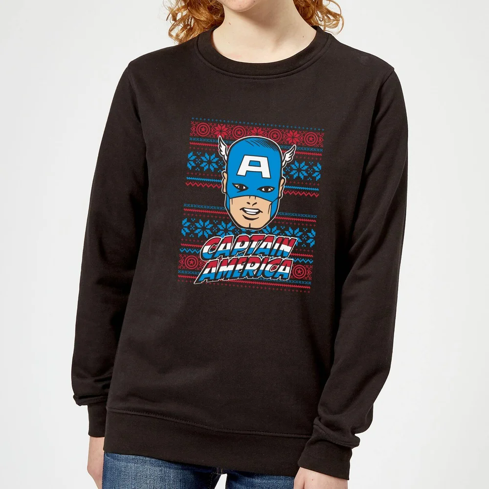 Marvel Captain America Face Pull de Noël Femme - Noir - XS Image 1