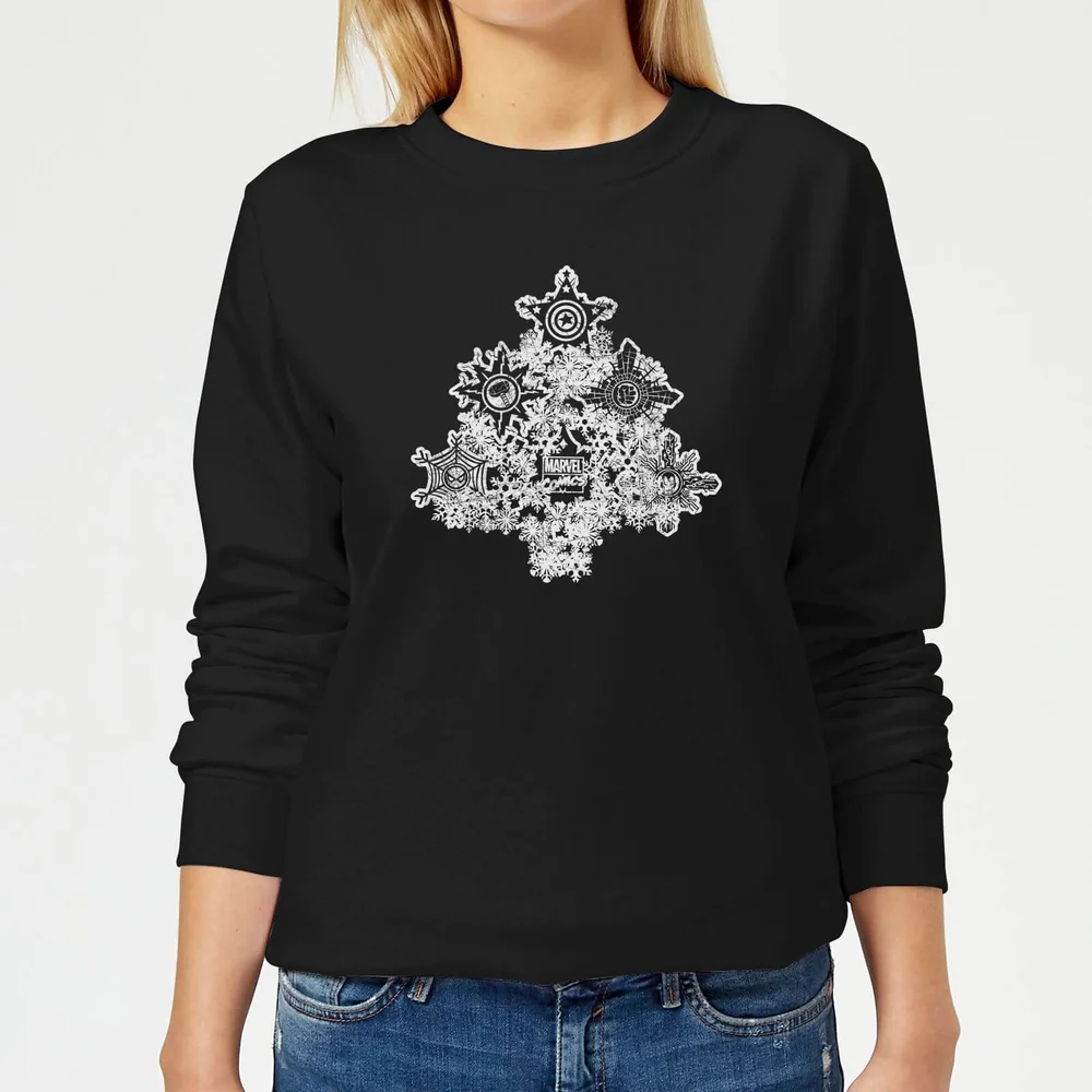 Marvel Shields Snowflakes Pull de Noël Femme - Noir - XS Image 1