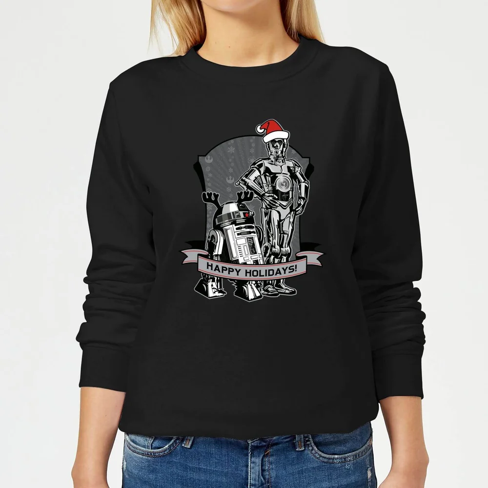 Star Wars Happy Holidays Droids Pull de Noël Femme - Noir - XS Image 1
