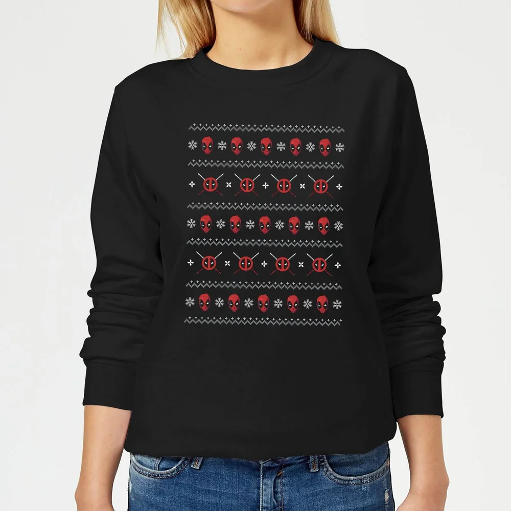 Marvel Deadpool Faces Pull de Noël Femme - Noir - XS Image 1