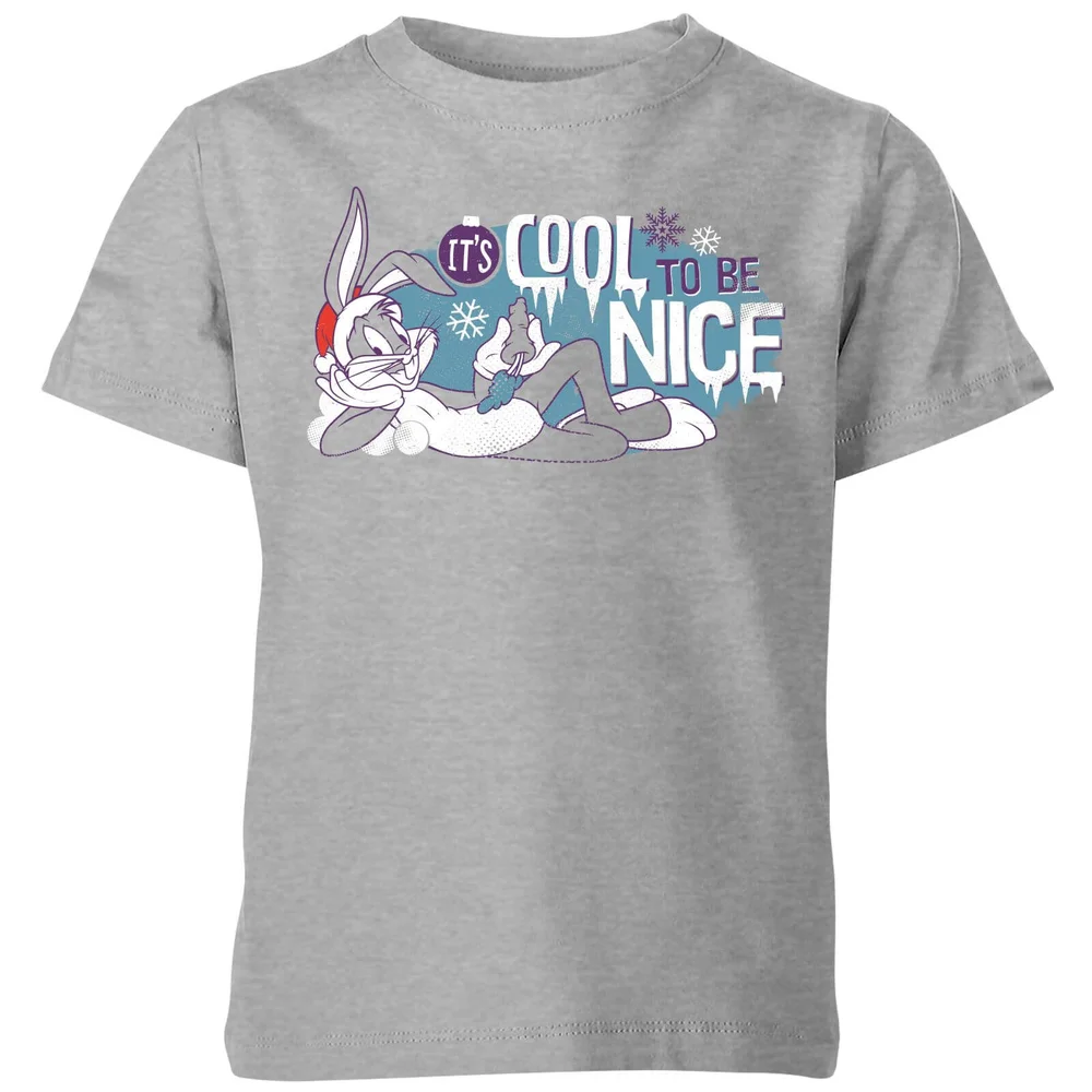 Looney Tunes Its Cool To Be Nice Kids' Christmas T-Shirt - Grey - 3-4 ans Image 1