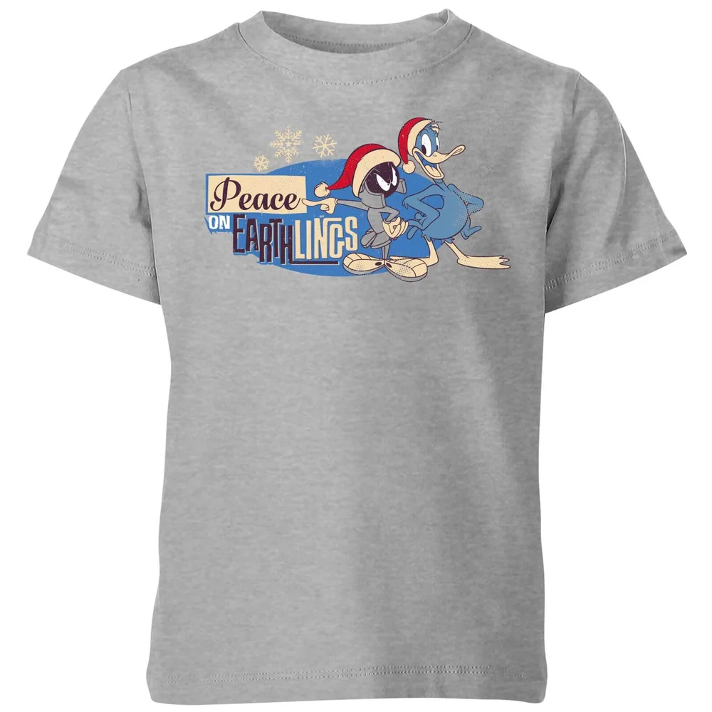 Looney Tunes Peace Among Earthlings Kids' Christmas T-Shirt - Grey - 3-4 ans Image 1
