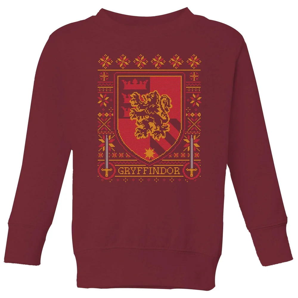 Harry Potter Gryffindor Crest Kids' Christmas Sweatshirt - Burgundy - 5-6 ans Image 1