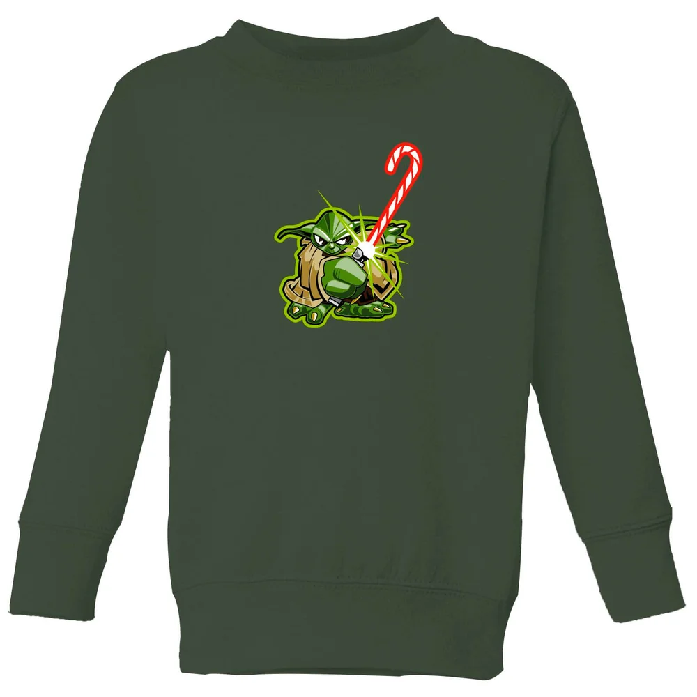 Star Wars Candy Cane Yoda Pull de Noël pour enfants - Vert Forêt - 3-4 ans Image 1