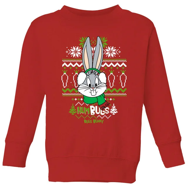 Looney Tunes Bugs Bunny Knit Pull de Noël pour enfants - Rouge