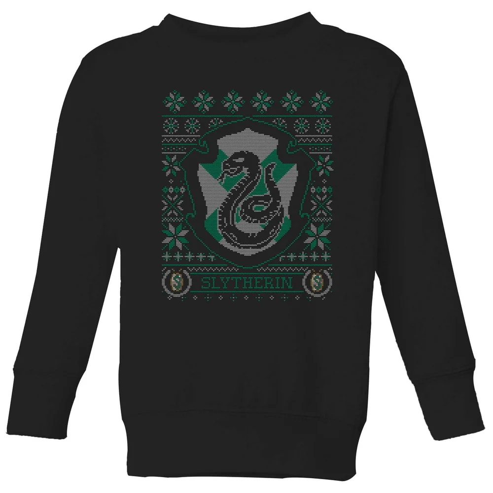Harry Potter Slytherin Crest Kids' Christmas Sweatshirt - Black - 3-4 ans Image 1