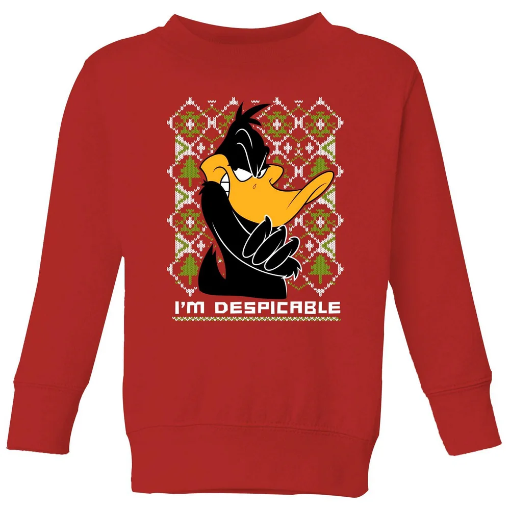 Looney Tunes Daffy Duck Knit Pull de Noël pour enfants - Rouge - 3-4 ans Image 1