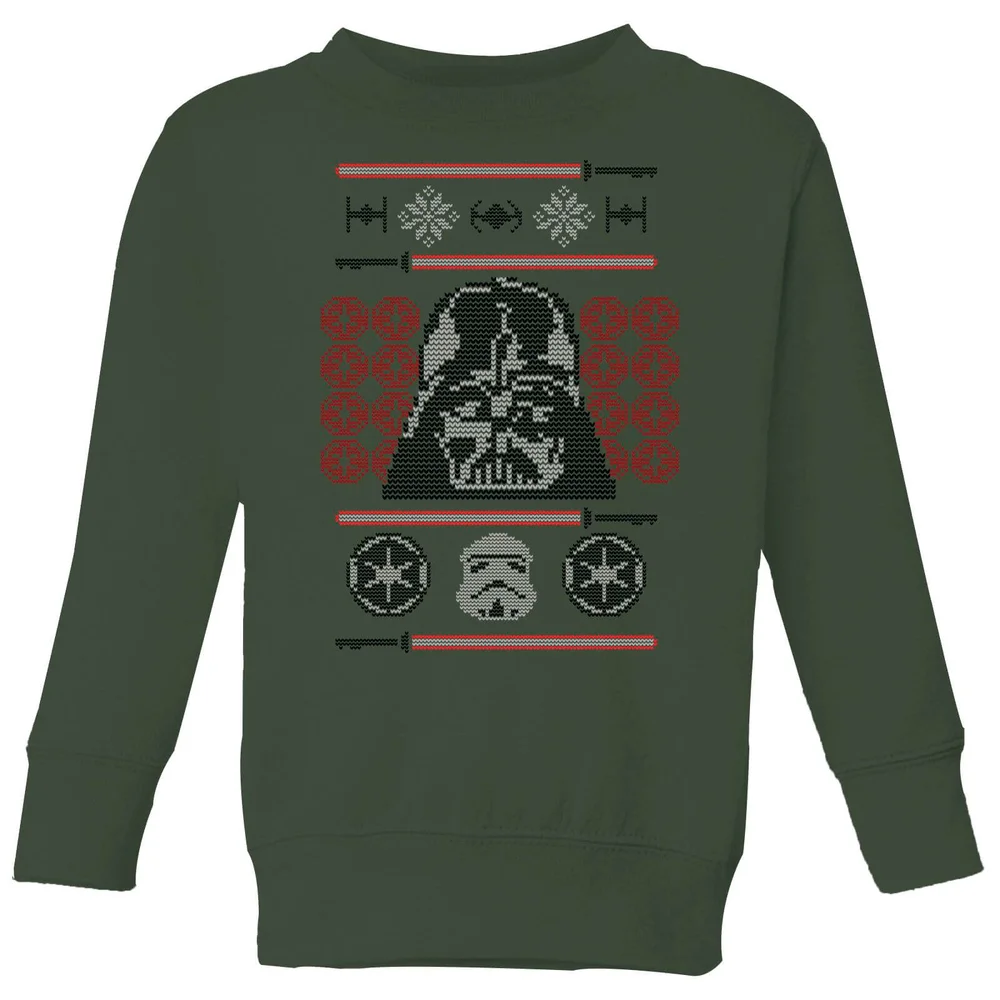Star Wars Darth Vader Face Knit Pull de Noël pour enfants - Vert Forêt - 3-4 ans Image 1