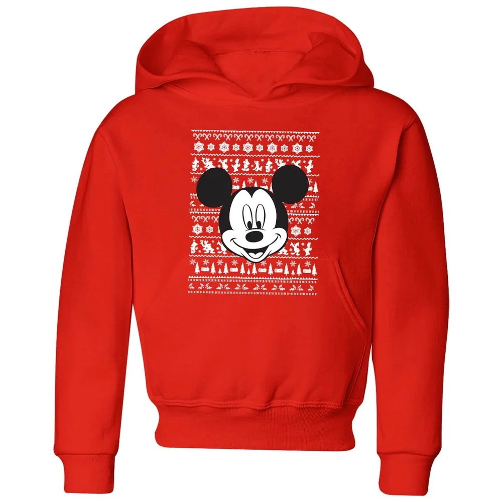Disney Mickey Face Kids' Christmas Hoodie - Red - 3-4 ans Image 1