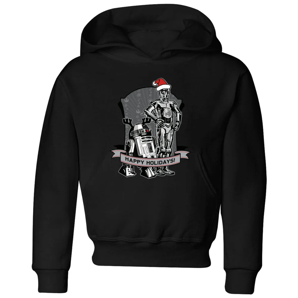 Star Wars Happy Holidays Droids Kids' Christmas Hoodie - Black - 3-4 ans Image 1