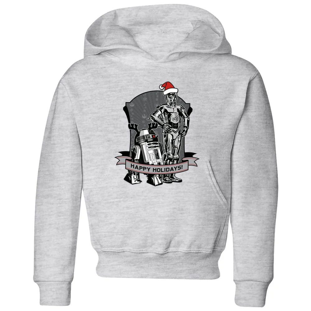 Star Wars Happy Holidays Droids Kids' Christmas Hoodie - Grey - 3-4 ans Image 1