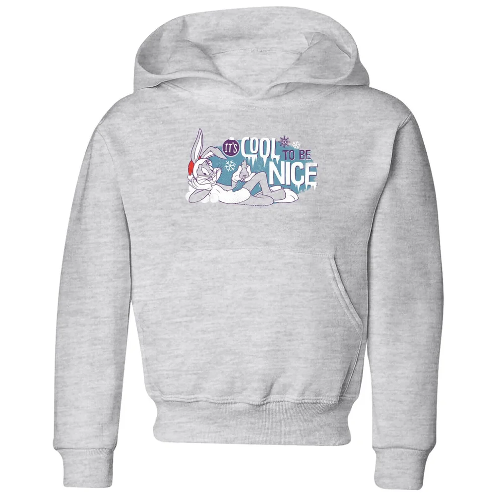 Looney Tunes Its Cool To Be Nice Kids' Christmas Hoodie - Grey - 3-4 ans Image 1
