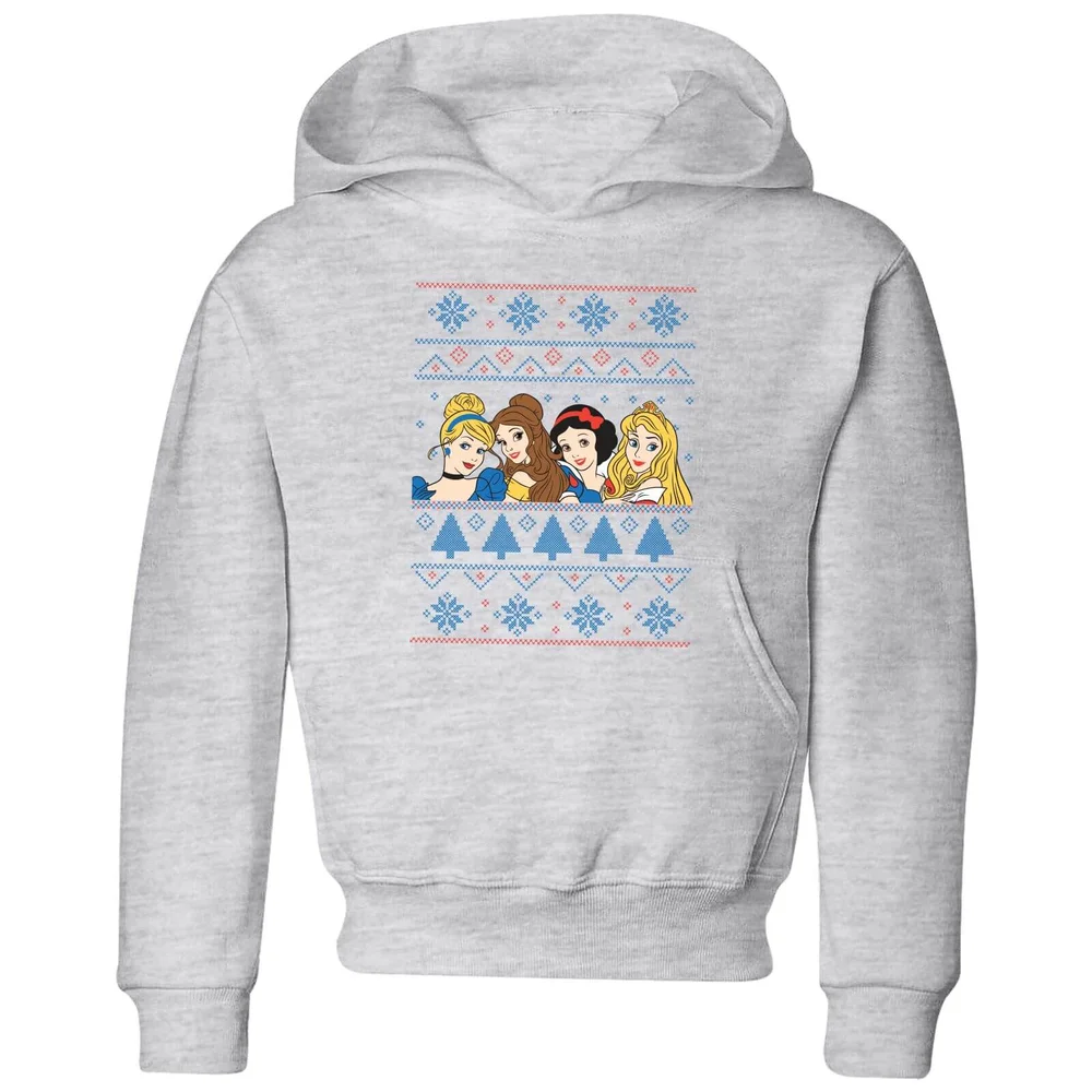 Disney Princess Faces Kids' Christmas Hoodie - Grey - 3-4 ans Image 1