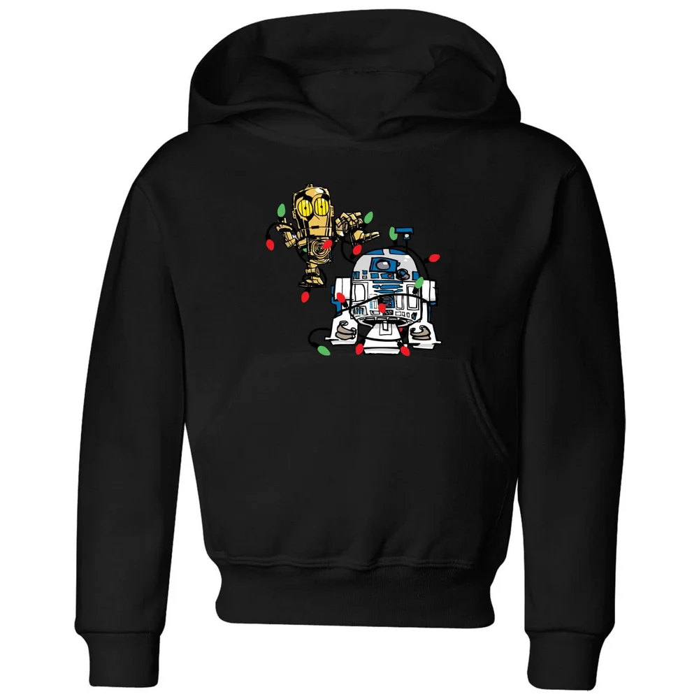 Star Wars Tangled Fairy Lights Droids Kids' Christmas Hoodie - Black - 3-4 ans Image 1