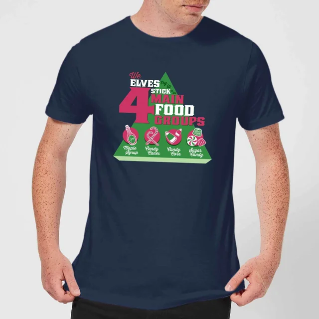 Elf Food Groups Men's Christmas T-Shirt - Navy