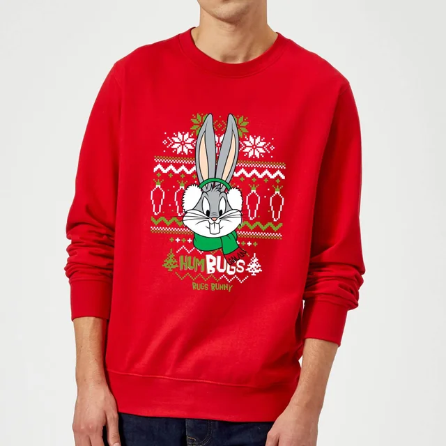 Looney Tunes Bugs Bunny Knit Pull de Noël - Rouge