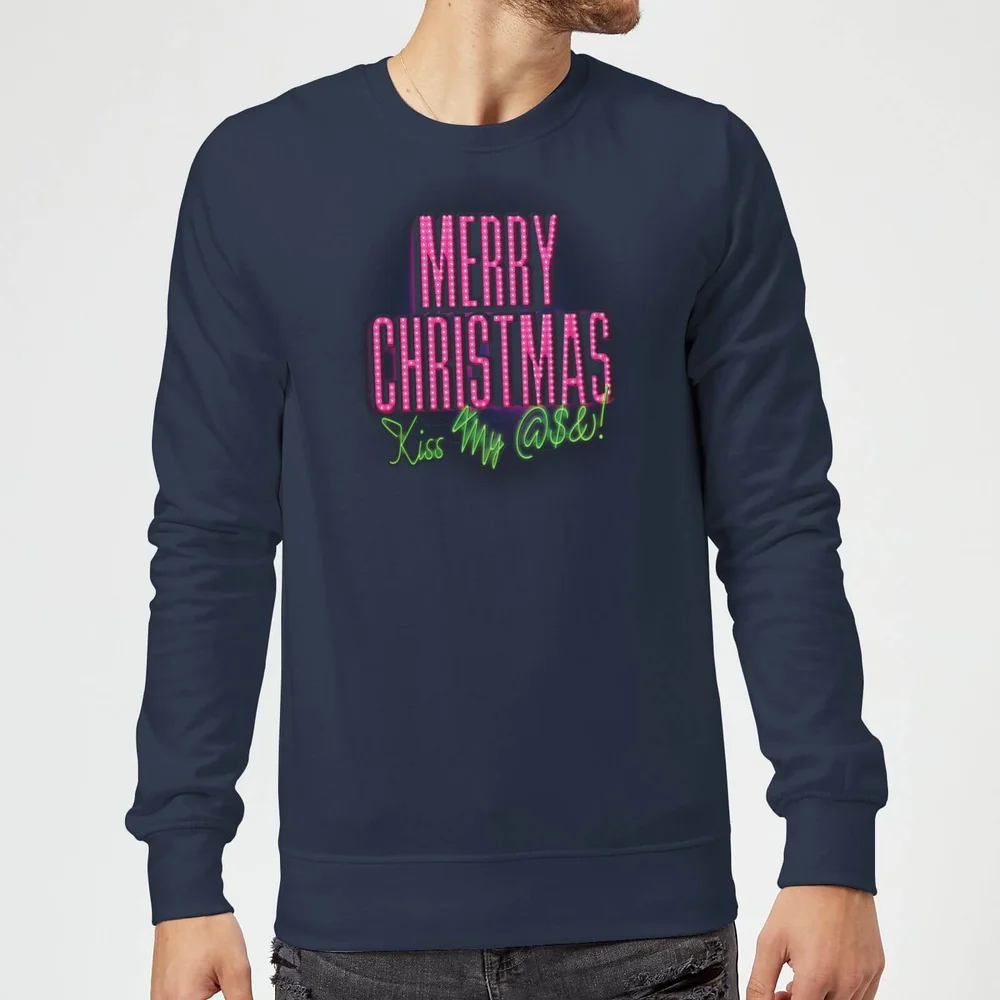 National Lampoon Merry Christmas (Kiss My @$$) Pull de Noël - Bleu Marine - S Image 1