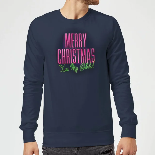 National Lampoon Merry Christmas (Kiss My @$$) Pull de Noël - Bleu Marine
