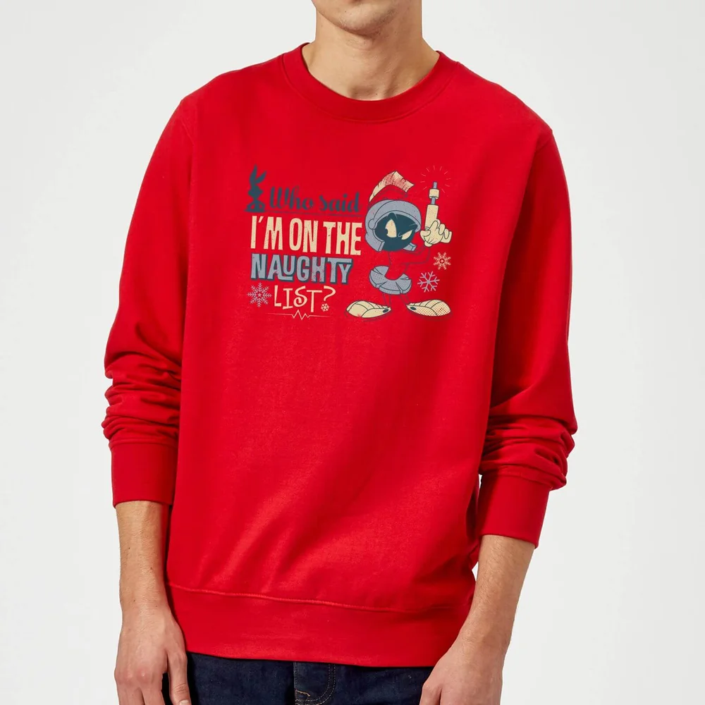 Looney Tunes Martian Who Said Im On The Naughty List Pull de Noël - Rouge - S Image 1