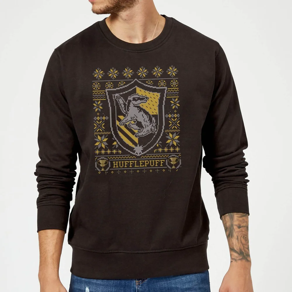 Harry Potter Hufflepuff Crest Pull de Noël - Noir - S Image 1