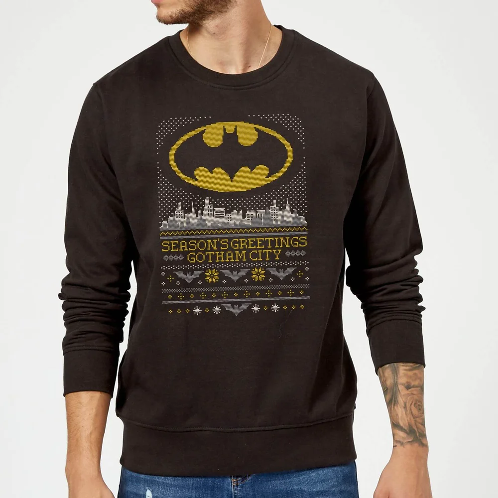 DC Comics Batman Seasons Greetings From Gotham Pull de Noël - Noir - S Image 1