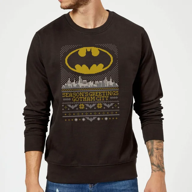 DC Comics Batman Seasons Greetings From Gotham Pull de Noël - Noir