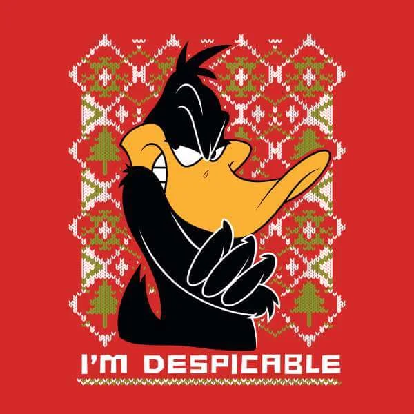 Looney Tunes Daffy Duck Knit Pull de Noël - Rouge